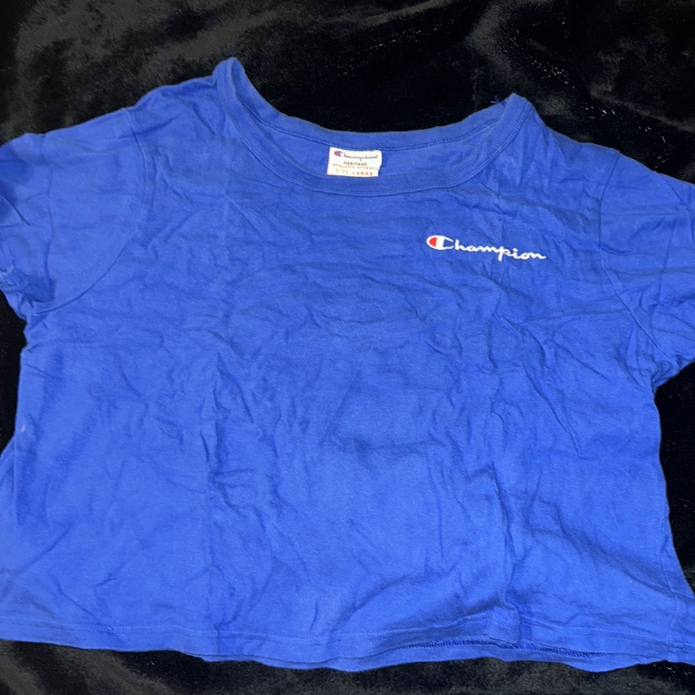 Blue Cropped Champion Shirt